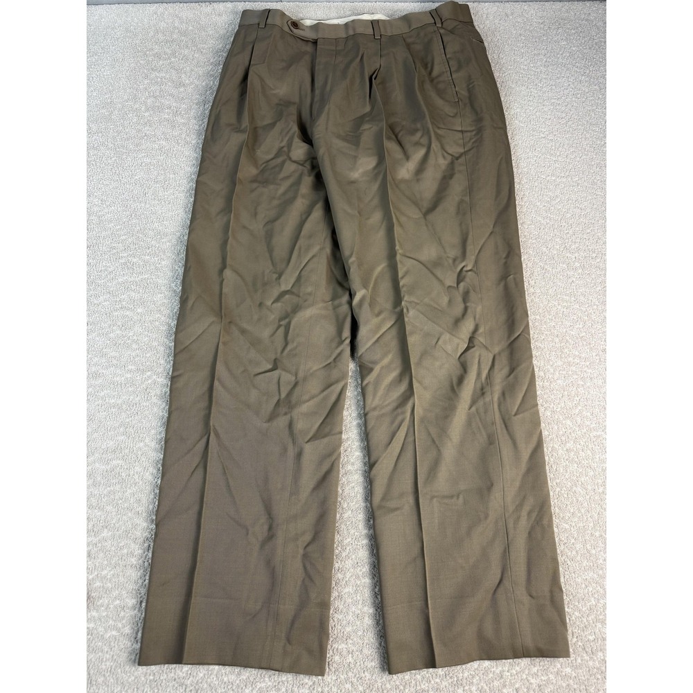 Brooks Brothers 1818 Madison Pants Mens 38x32* Brown Wool Pleated Dress Slacks‎